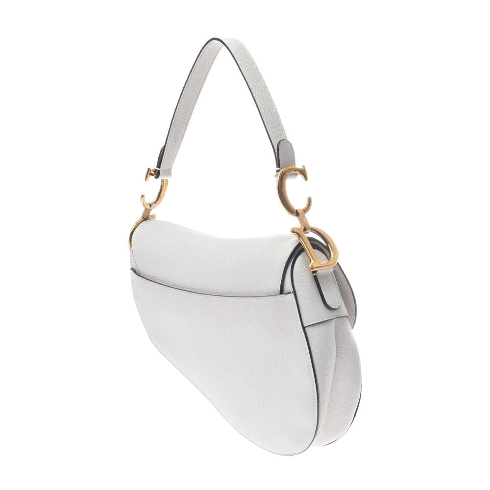 Dior  Christian Saddle White Calfskin Bag White